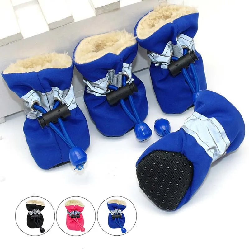 4pcs Anti-Skid Puppy Shoes, Soft-Soled Waterproof Pet Protection for Winter