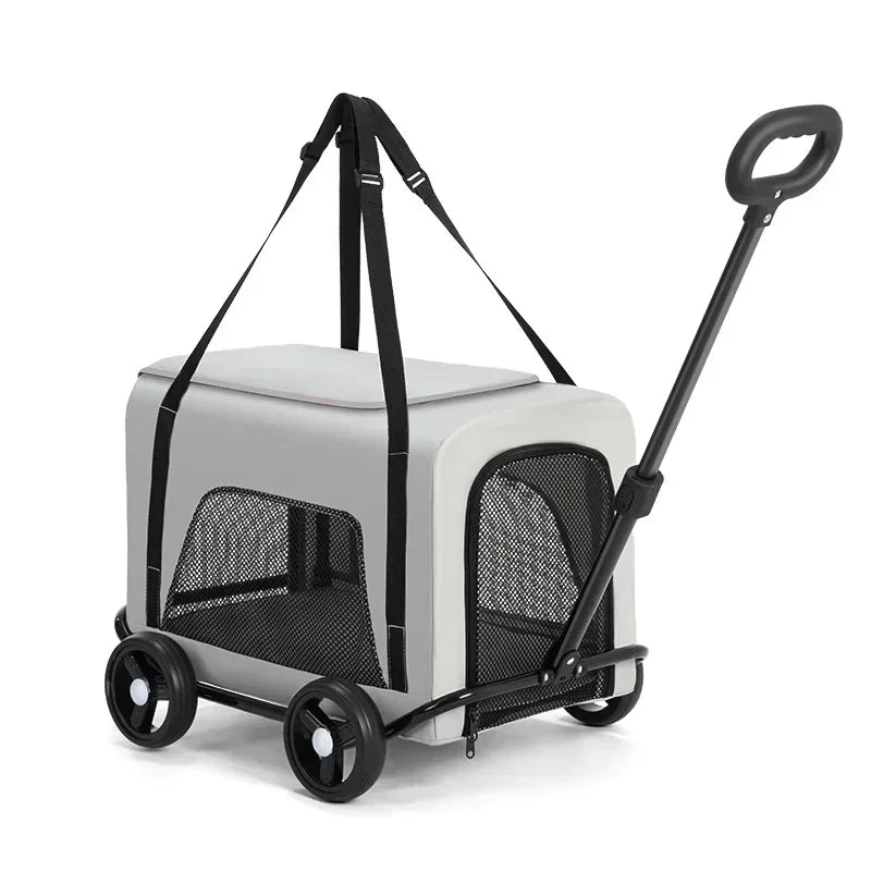 Detachable 4-Wheel Pet Travel Trolley Stroller for Cats and Dogs